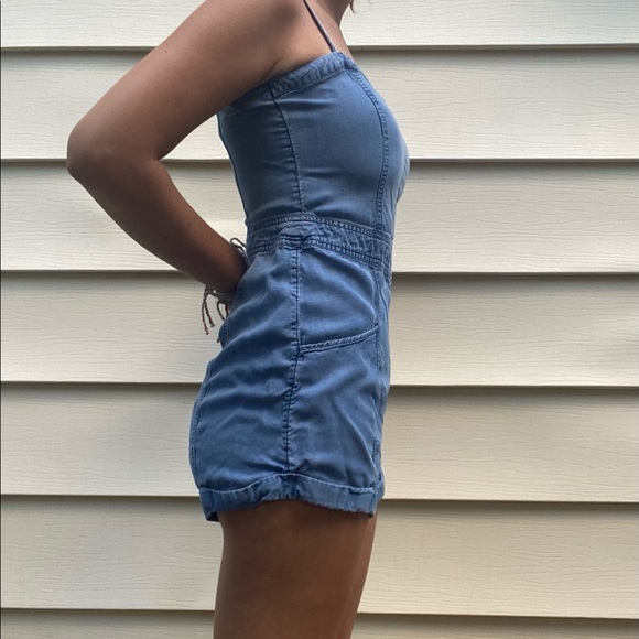 Abercrombie & Fitch Strappy Denim Romper - Picture 2 of 5